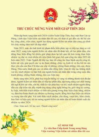 Thư chúc mừng năm mới Giáp Thìn của Viện trưởng VKSND tối cao