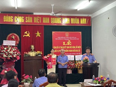 Lễ công bố và trao quyết định điều động, bổ nhiệm chức vụ  Phó Viện trưởng VKSND huyện Đại Lộc