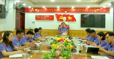 Tiểu ban phục vụ Cụm thi số 2 họp triển khai các nội dung phối hợp  tổ chức Cuộc thi “Báo cáo án bằng sơ đồ tư duy trong ngành  Kiểm sát nhân dân” năm 2024