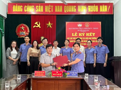 Ký kết Quy chế phối hợp công tác giữa VKSND huyện Đại Lộc và Uỷ ban MTTQ Việt Nam huyện